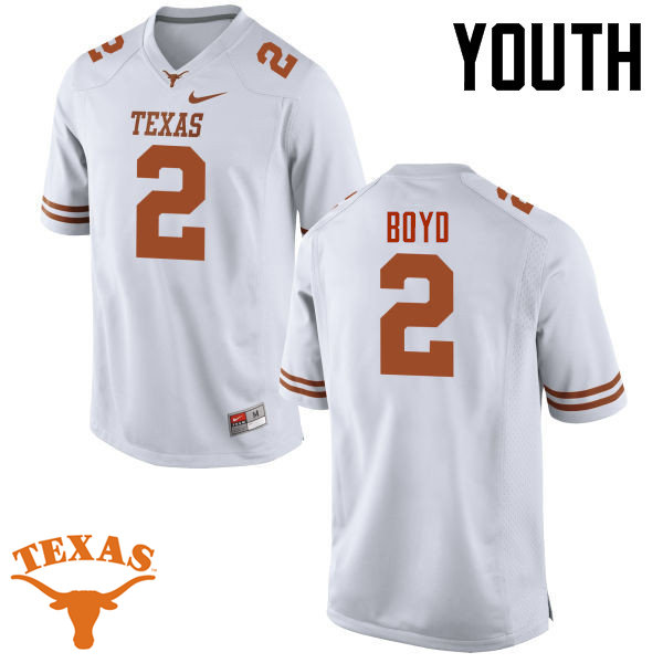 Youth #2 Kris Boyd Texas Longhorns College Football Jerseys-White